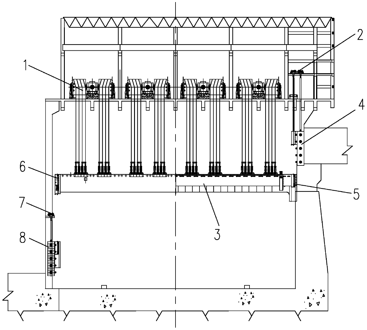 Vertical ship lifting machine docking device and method