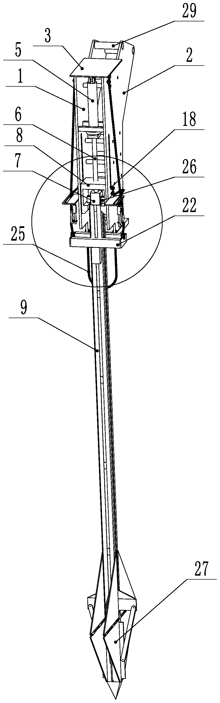 Underground flowering pile driver used in cooperation with excavator