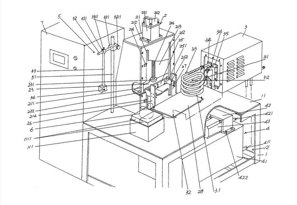 Medium-frequency induction heating machine for glass molds