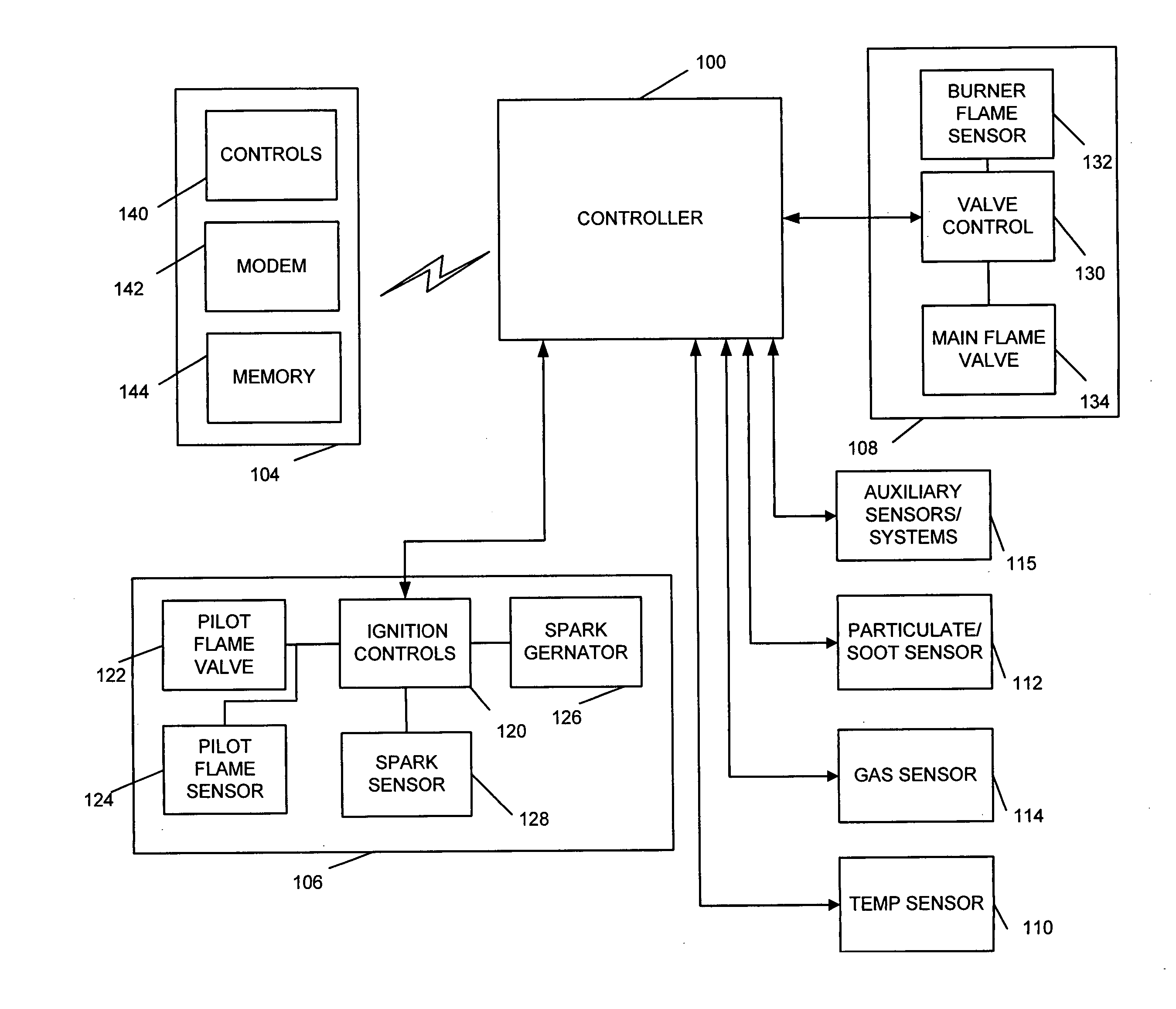 Gas fireplace monitoring and control system