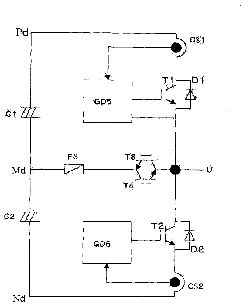 Three level power converting device