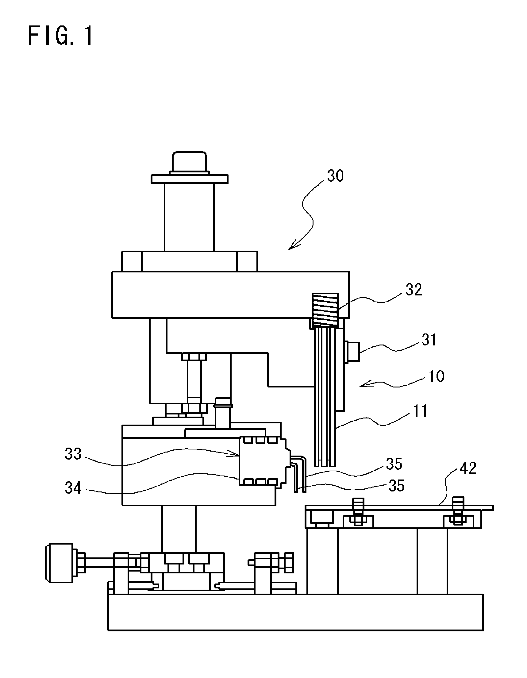 Jig and press-fitting device comprising this jig