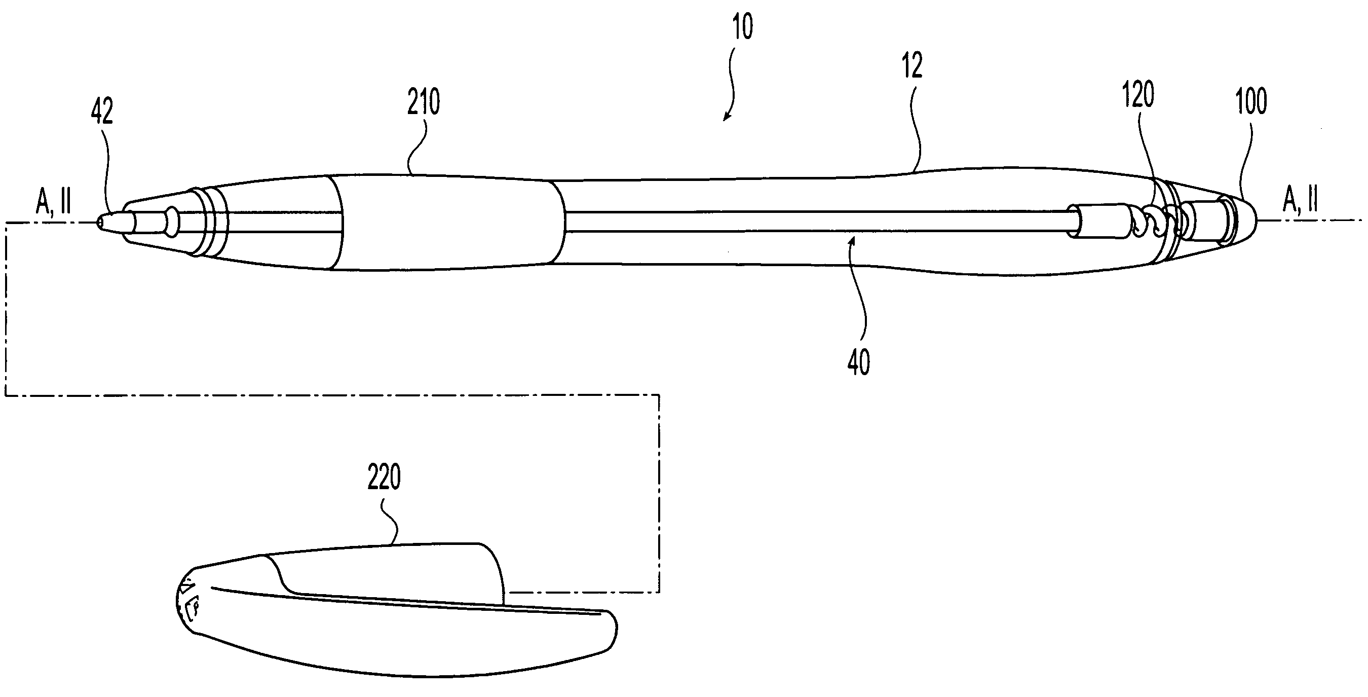 Writing instrument with cushioning element