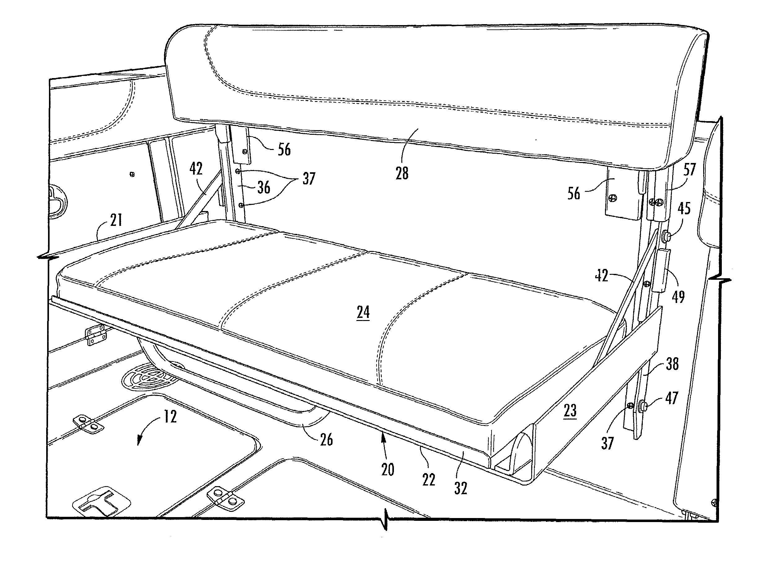 Folding seat with movable backrest