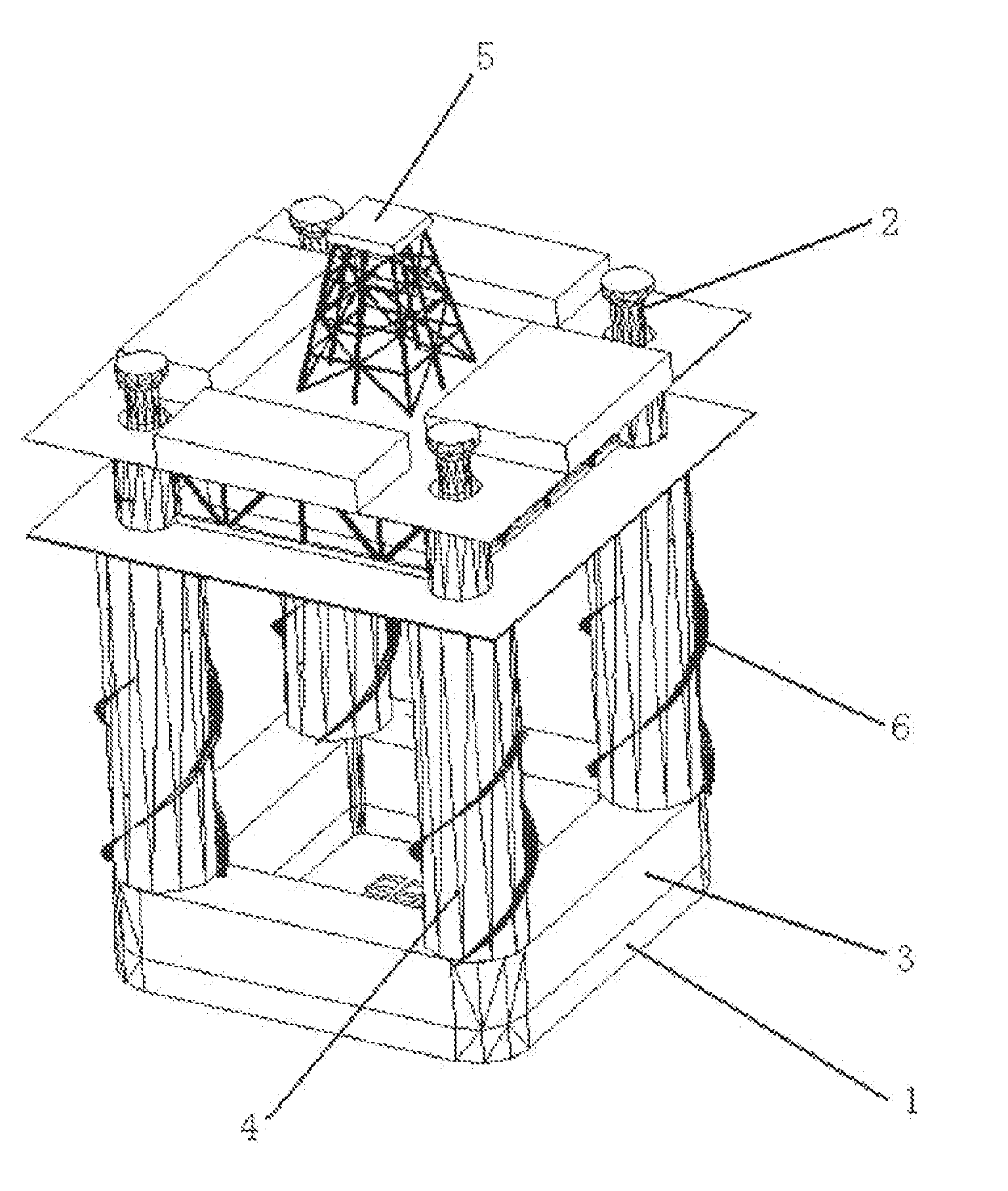 Integrally equipped heavy draught floating type oil production platform with unconditional stability and offshore installation method thereof