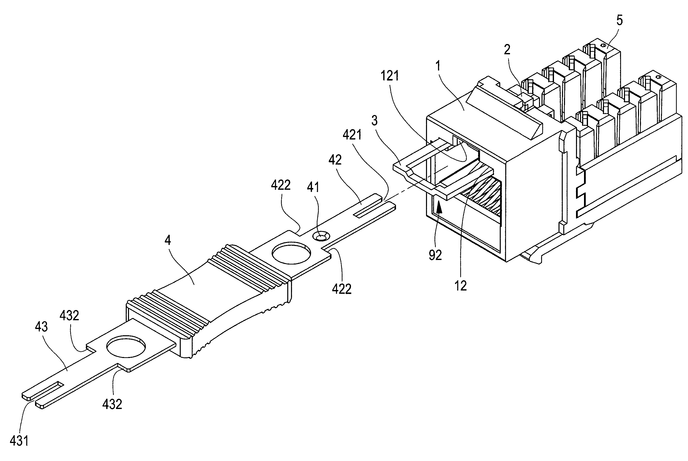 Connection receptacle lock and security structure