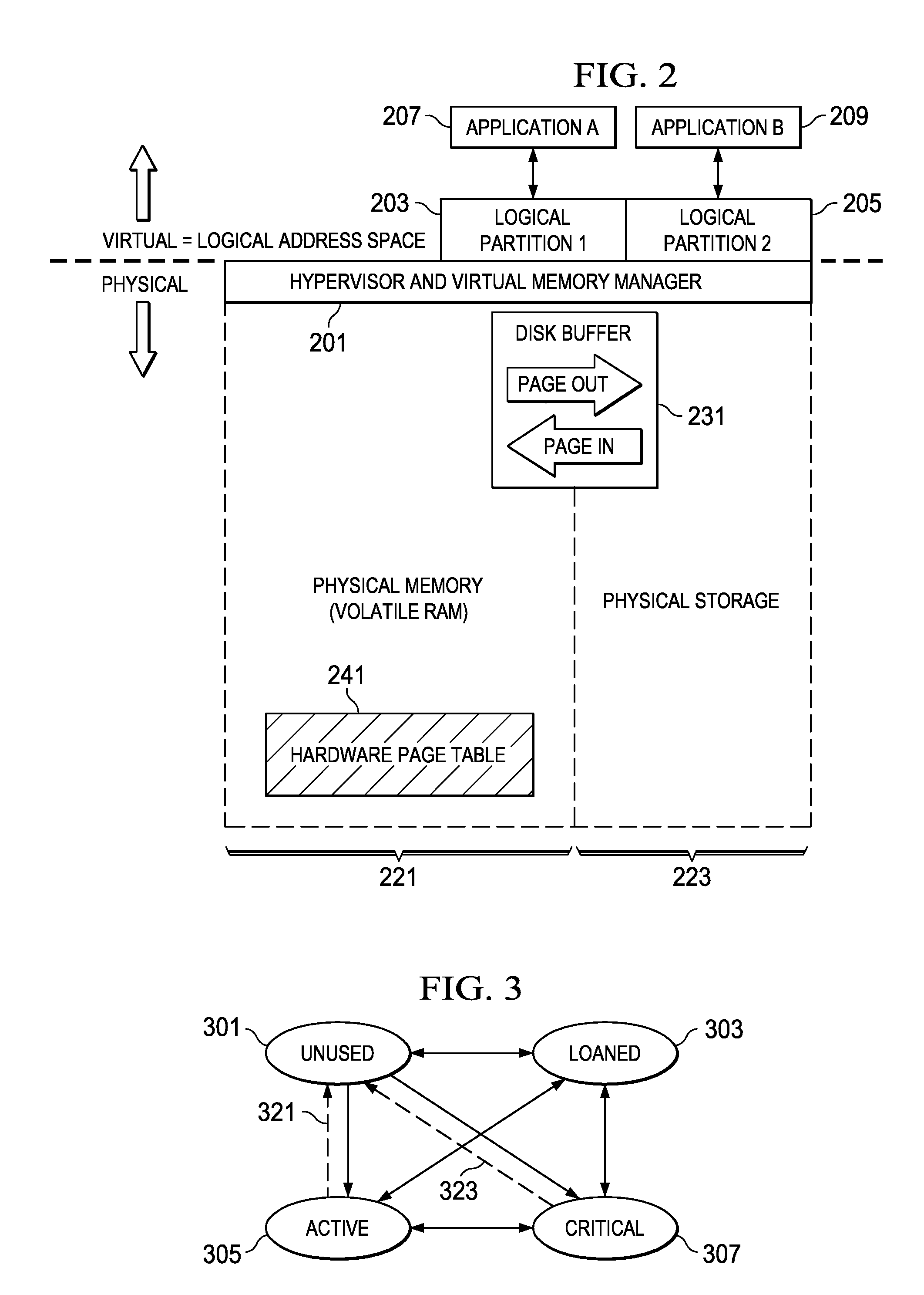 Selectively mark free frames as unused for cooperative memory over-commitment