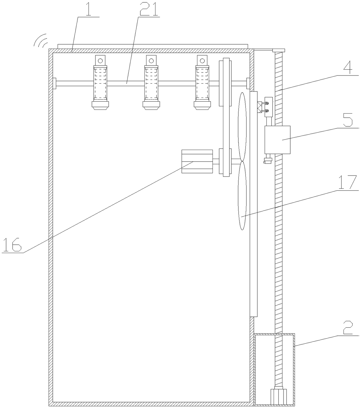 Communication machine room with fire prevention and dust removal functions