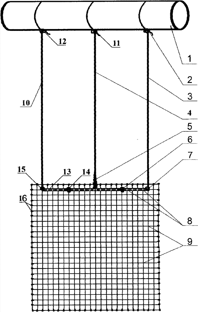 Method for manufacturing and suspending anti-polluting test hanging net of metal woven net for net box