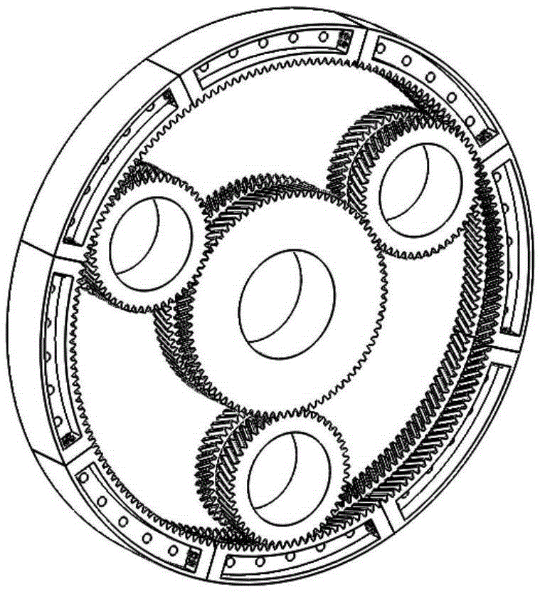 Herringbone planetary transmission