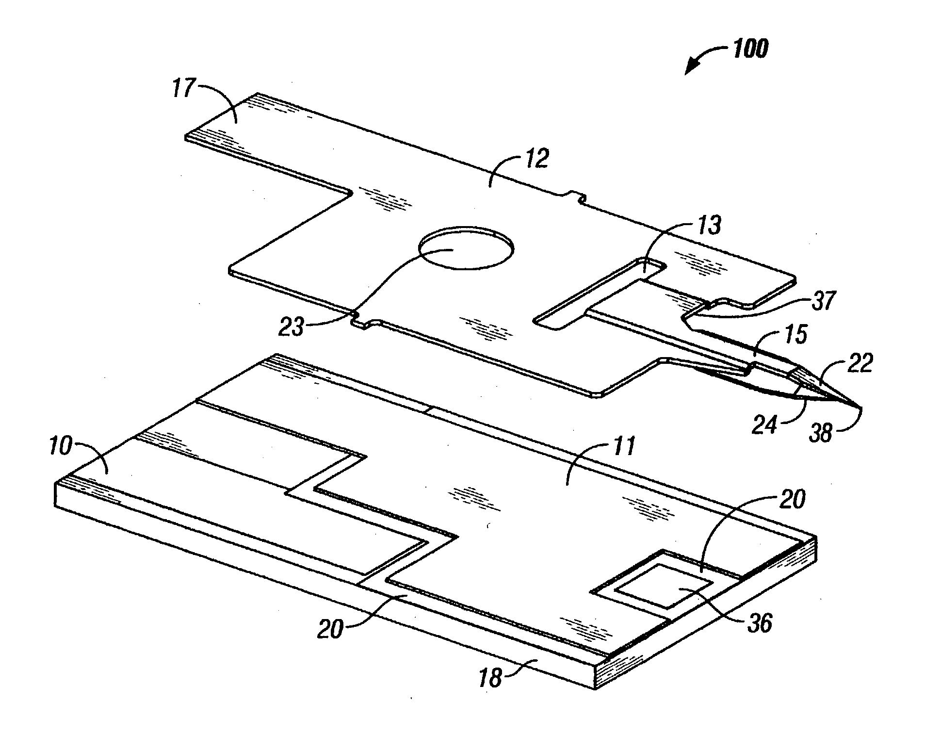 Integrated lance and strip for analyte measurement