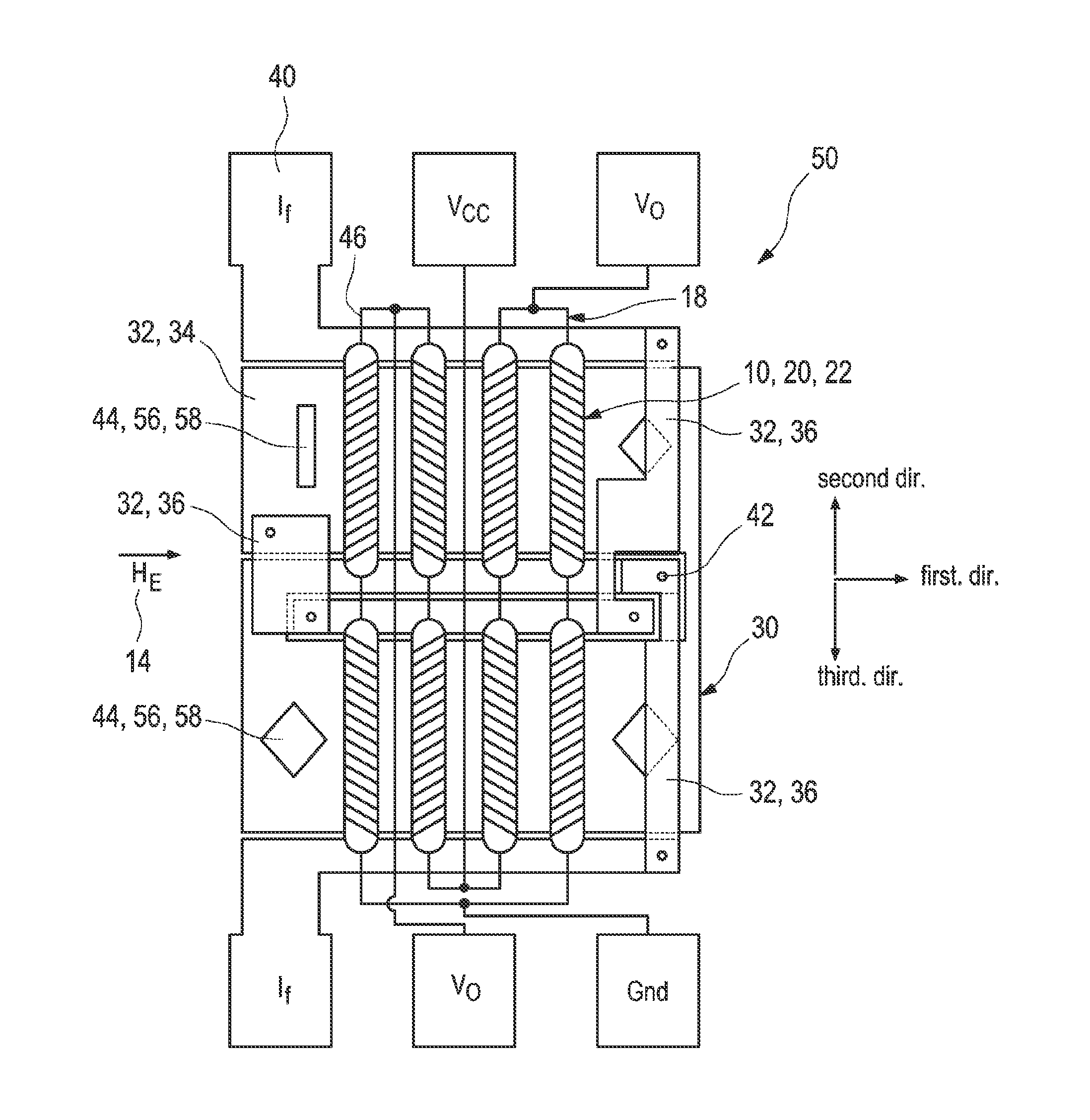 Magnetic field sensing device