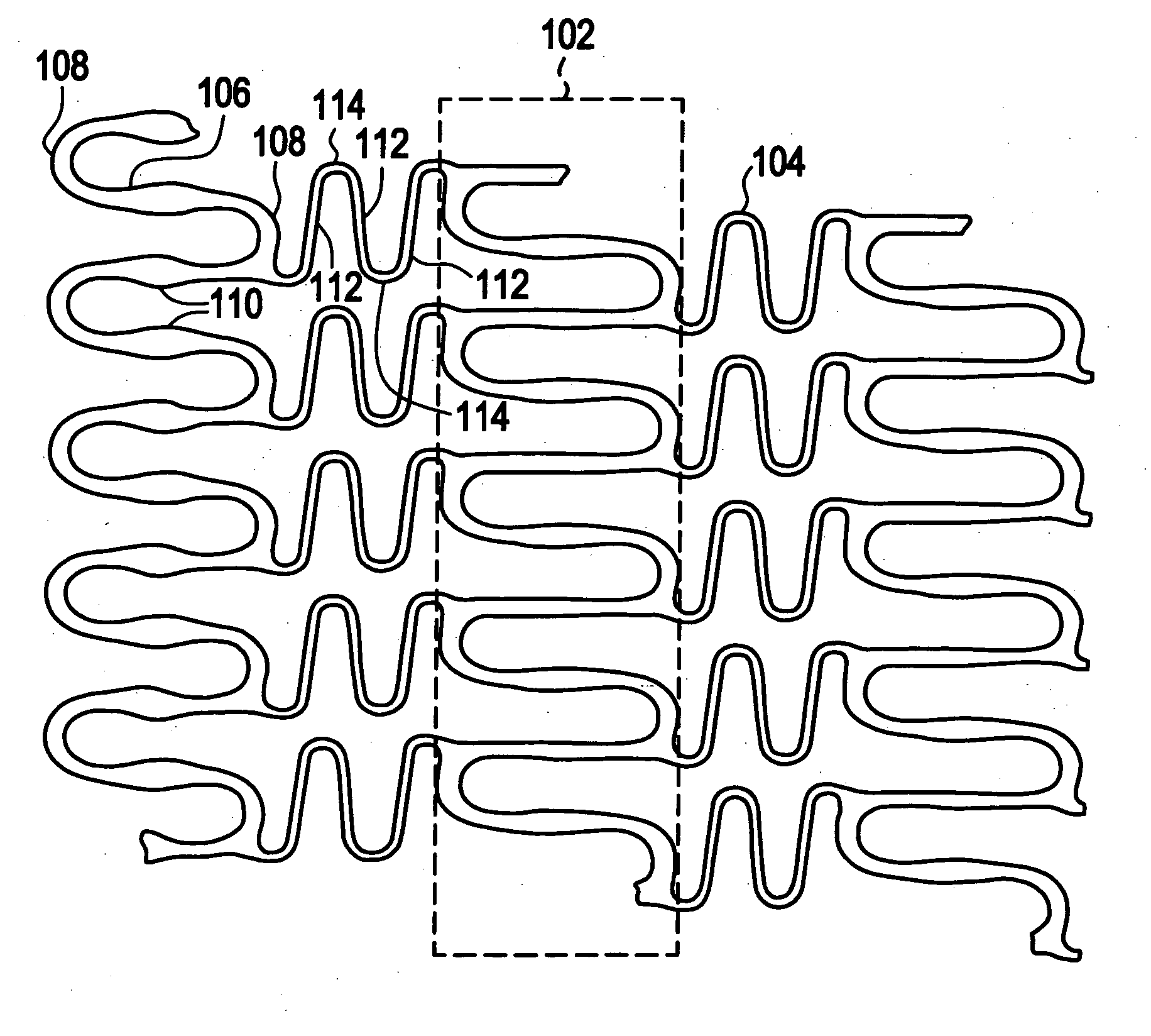 Polymeric stent having modified molecular structures in the flexible connectors and in the radial struts and the radial arcs of the hoops