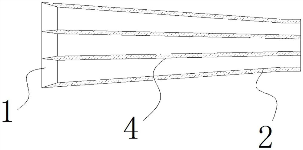 Finished product gathering guide groove for multi-line slitting rolling