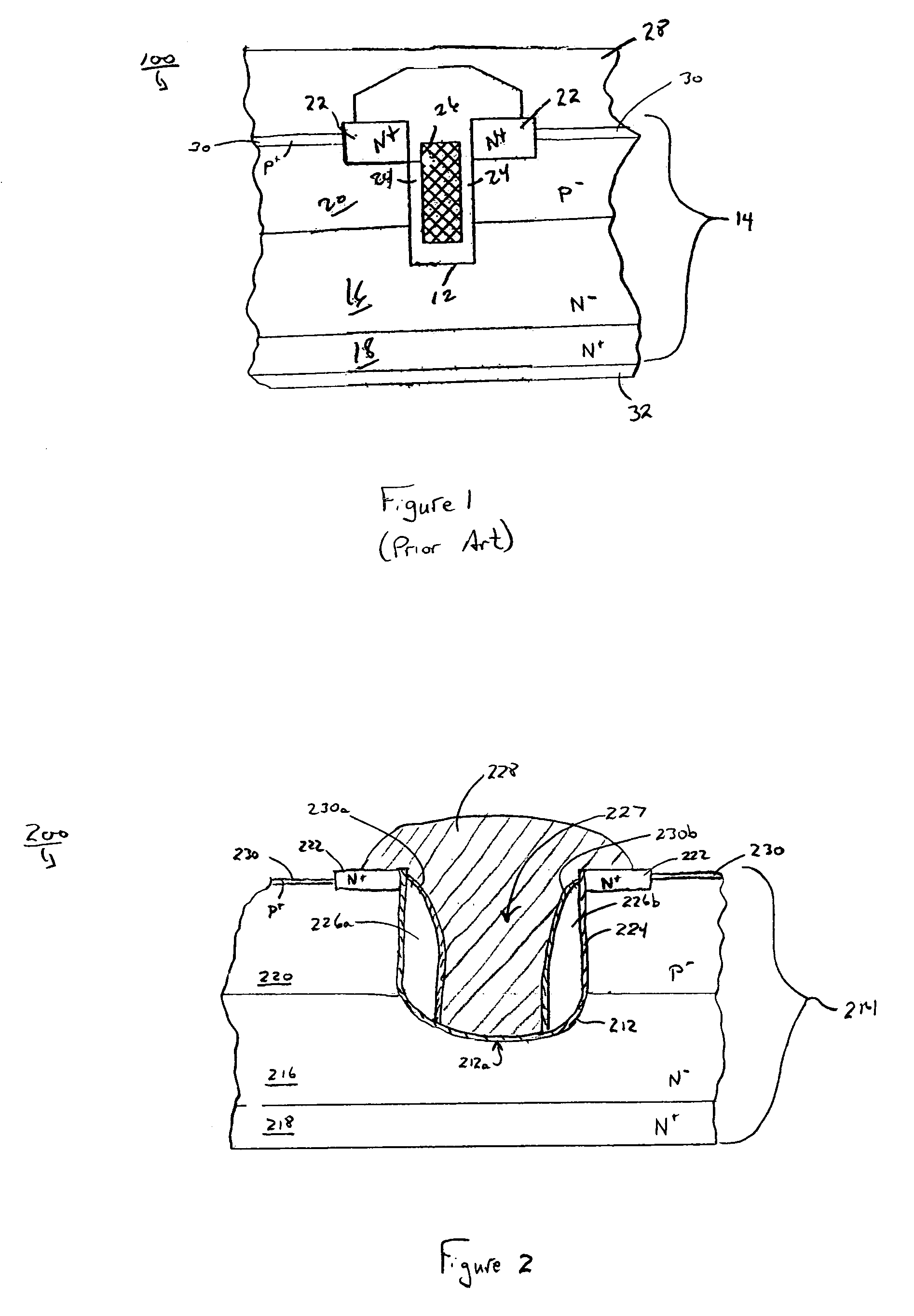 Trench MOSFET with sidewall spacer gates