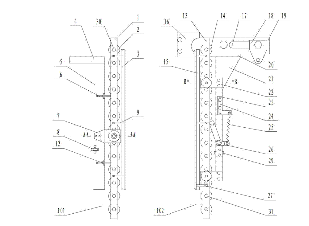 Volute iron printing side mark device