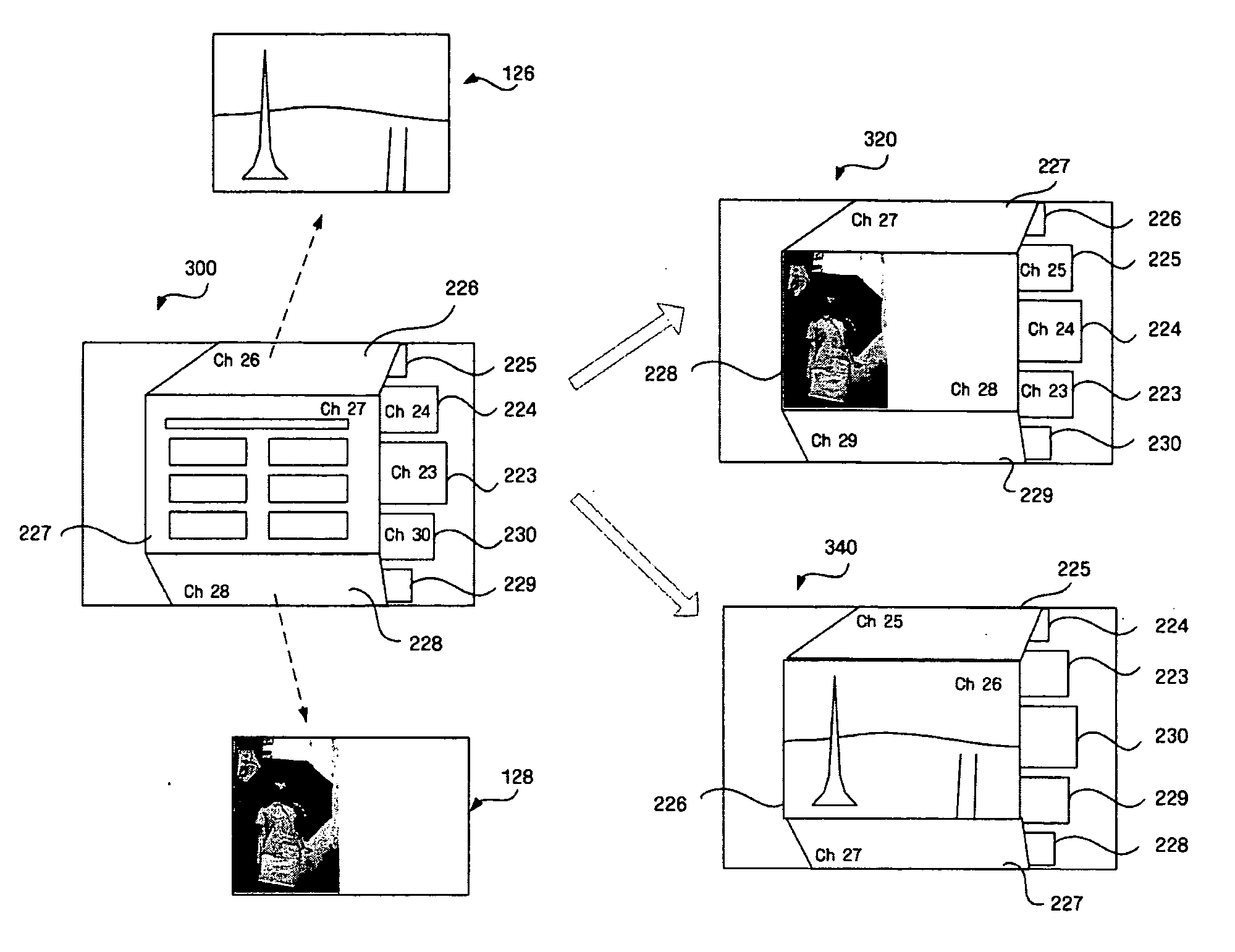 Method of providing user interface which implements screen conversion by channel change in three-dimensional effect, and apparatus thereof