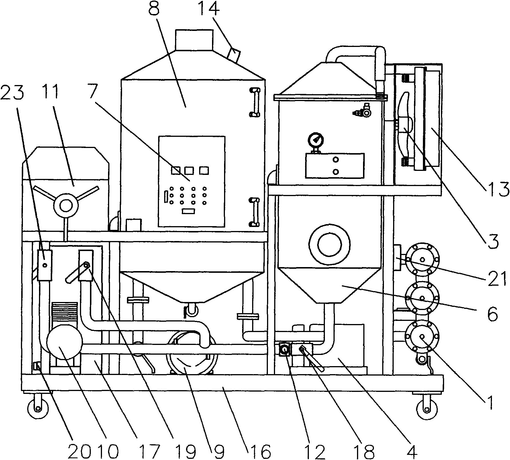 Purification and decoloration all-in-one machine of waste oil