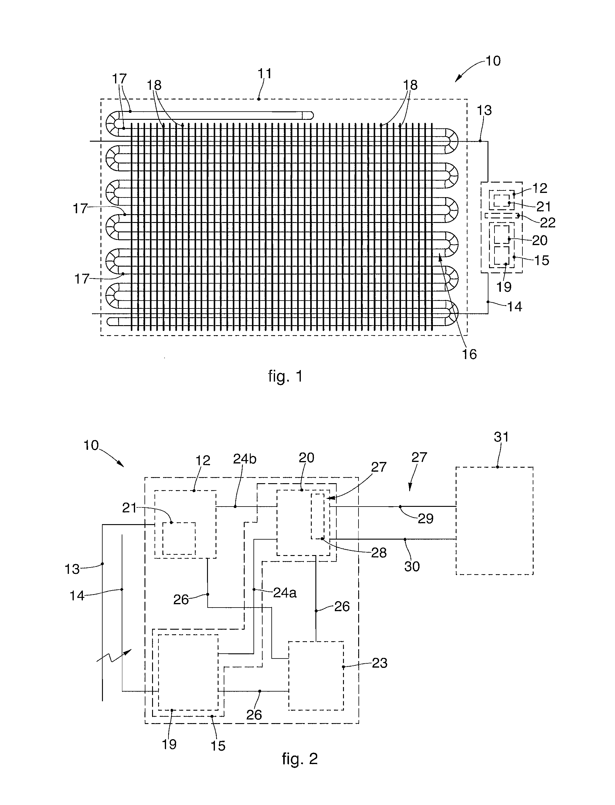 Device to control the functioning of a heat exchanger, heat exchanger comprising said device and corresponding control method based on the measurement of an electromagnetic field