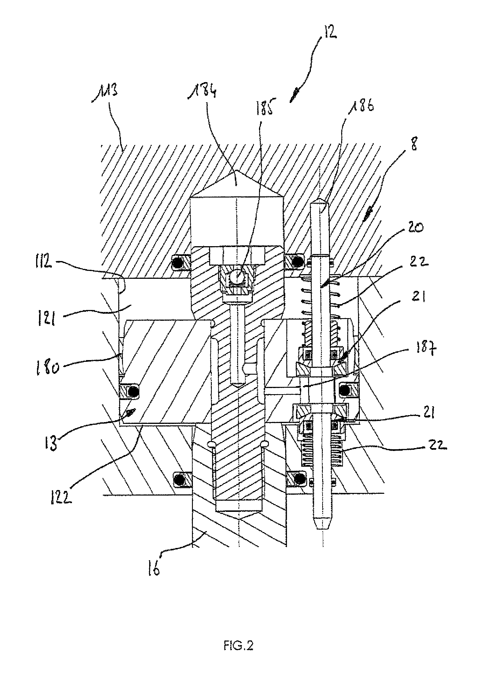 Pressure device for a variable compression ratio engine