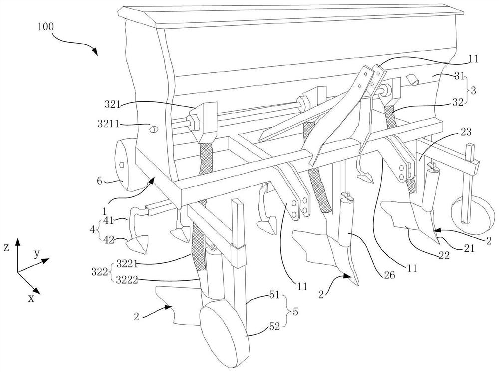 Novel ridging, fertilizing and ploughing all-in-one machine