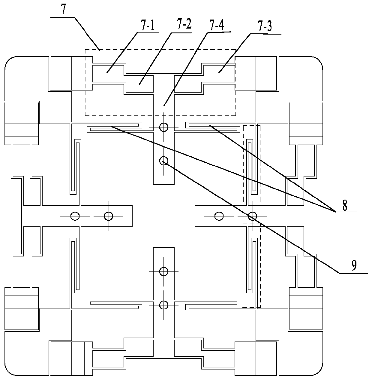 Symmetric spatial three-dimensional micro manipulator with three-stage motion amplifying mechanism