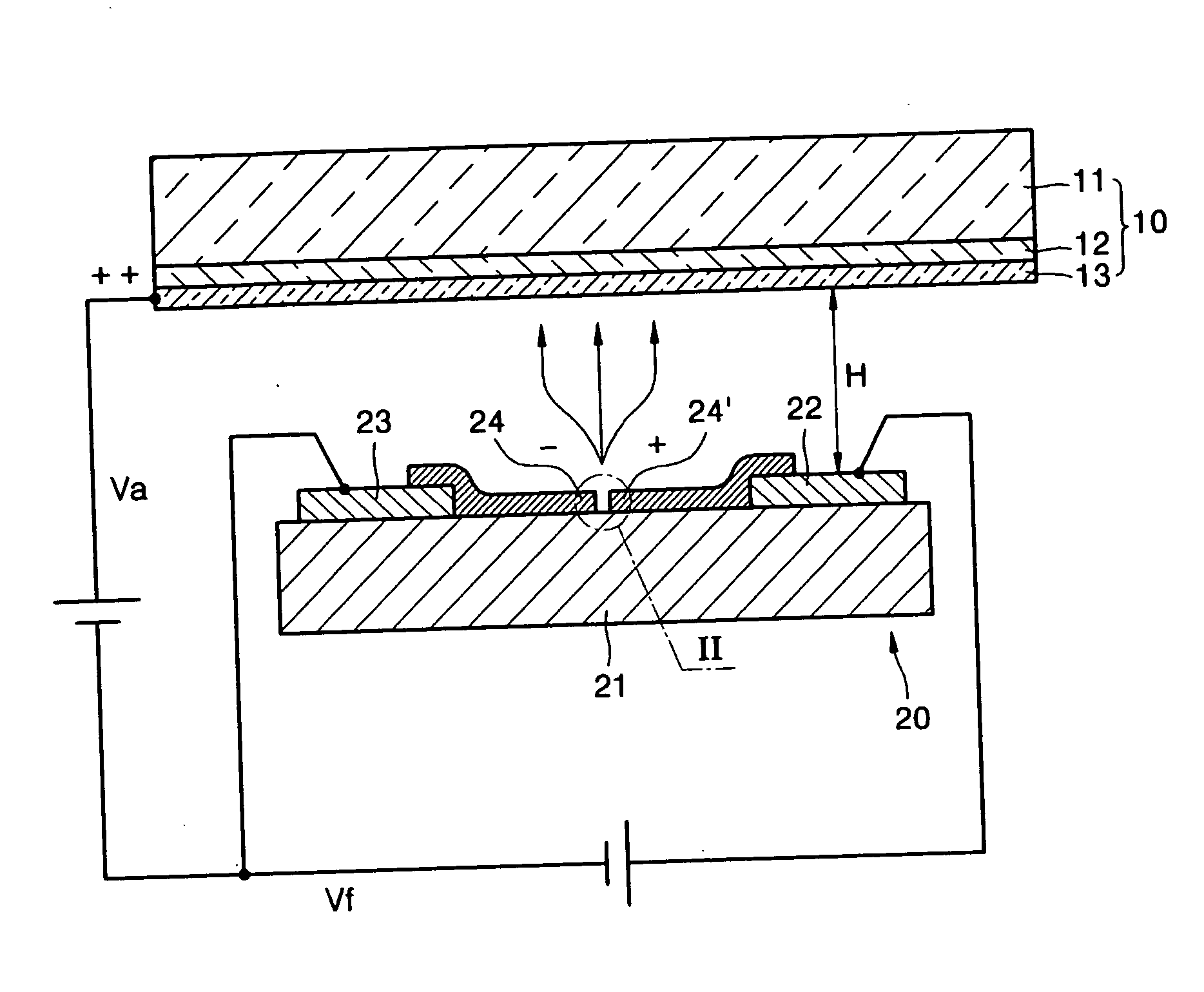 Light emitting device using electron emission and flat display apparatus using the same