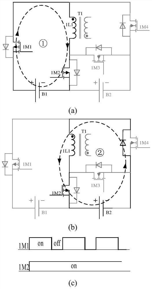 Series storage battery pack double modular parallel flyback energy equalizer and control method thereof