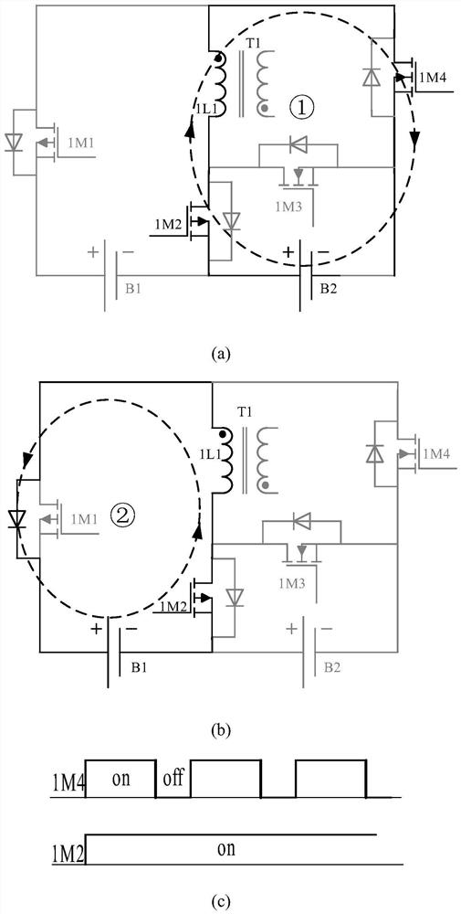 Series storage battery pack double modular parallel flyback energy equalizer and control method thereof