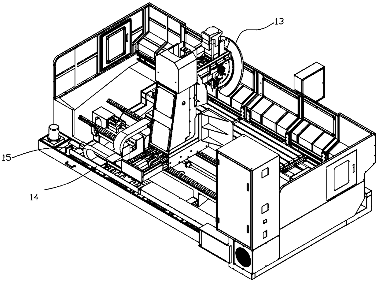 A large-scale machine tool machining center with drag chain tray