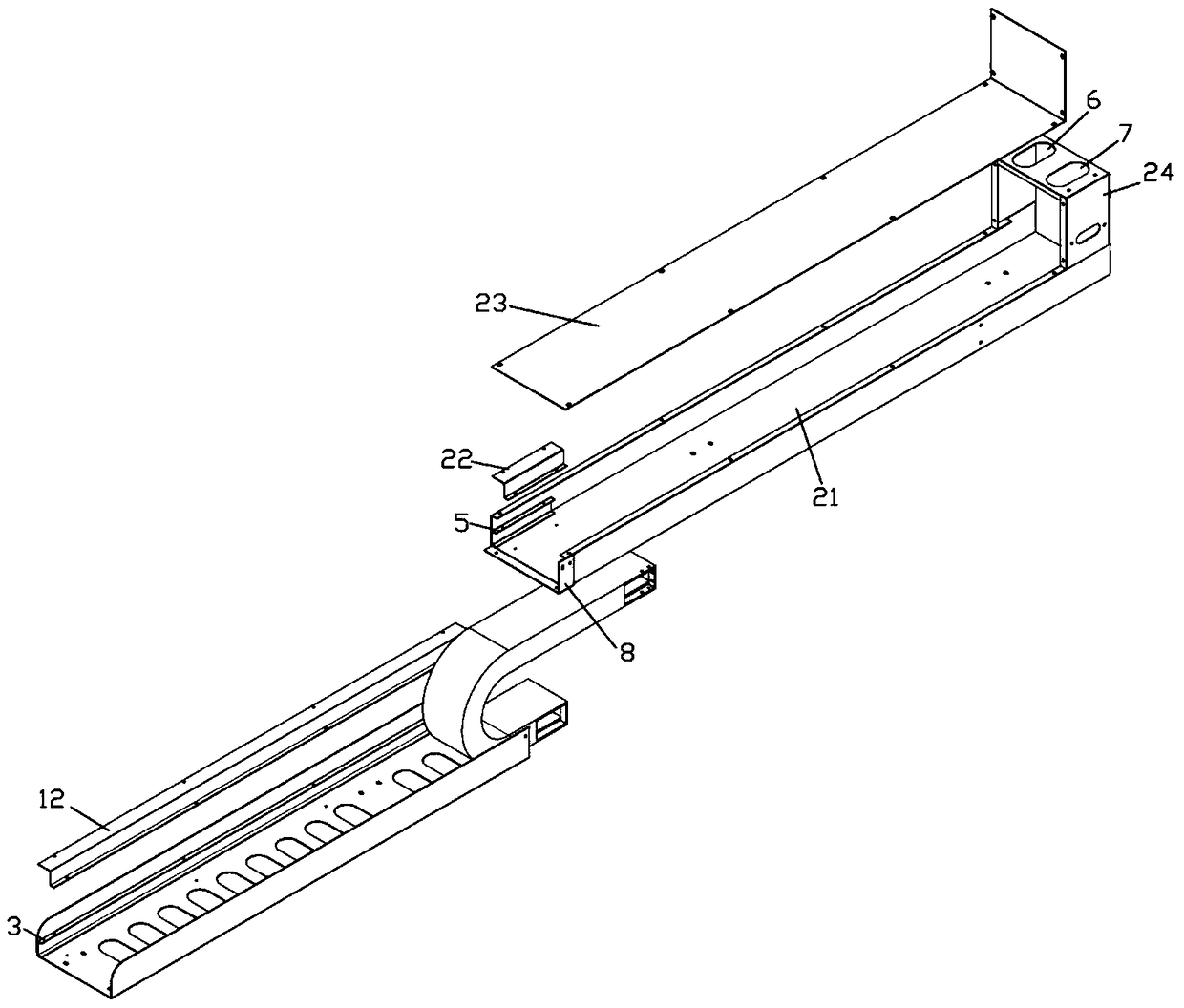 A large-scale machine tool machining center with drag chain tray