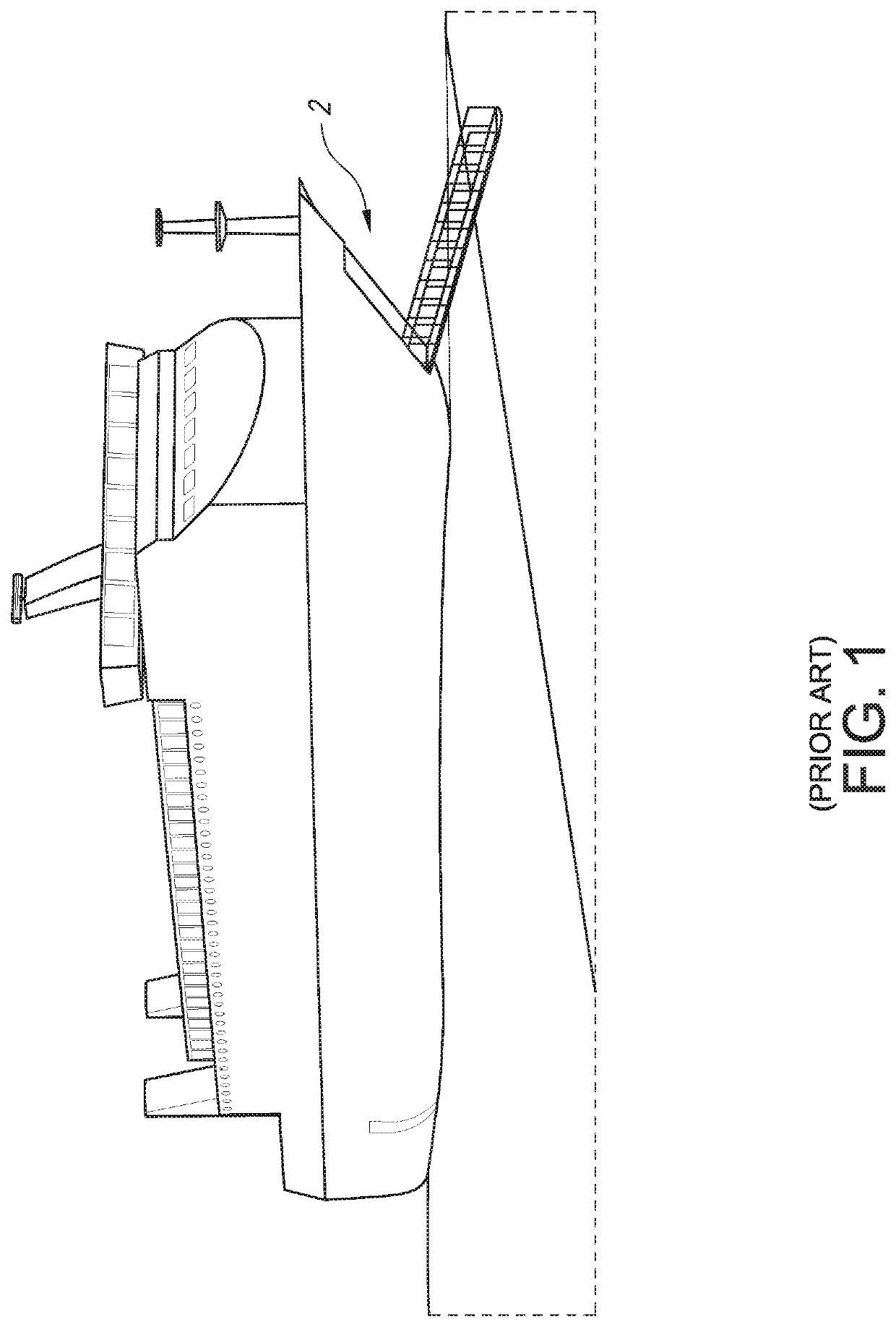 Passenger vessel with retractable, concealable bow gangway and method for deploying, retracting and concealing a passenger vessel's gangway