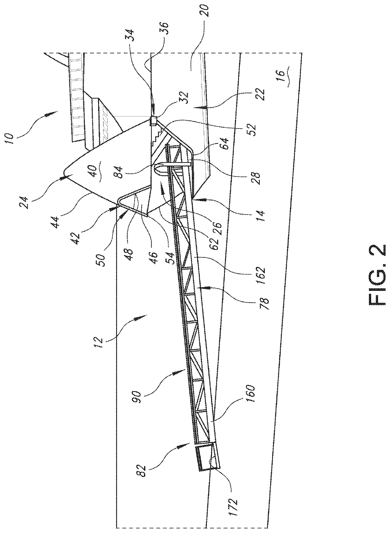 Passenger vessel with retractable, concealable bow gangway and method for deploying, retracting and concealing a passenger vessel's gangway