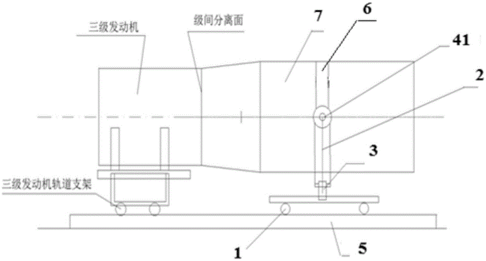 Multi-degree-of-freedom stage-separation test device and test method