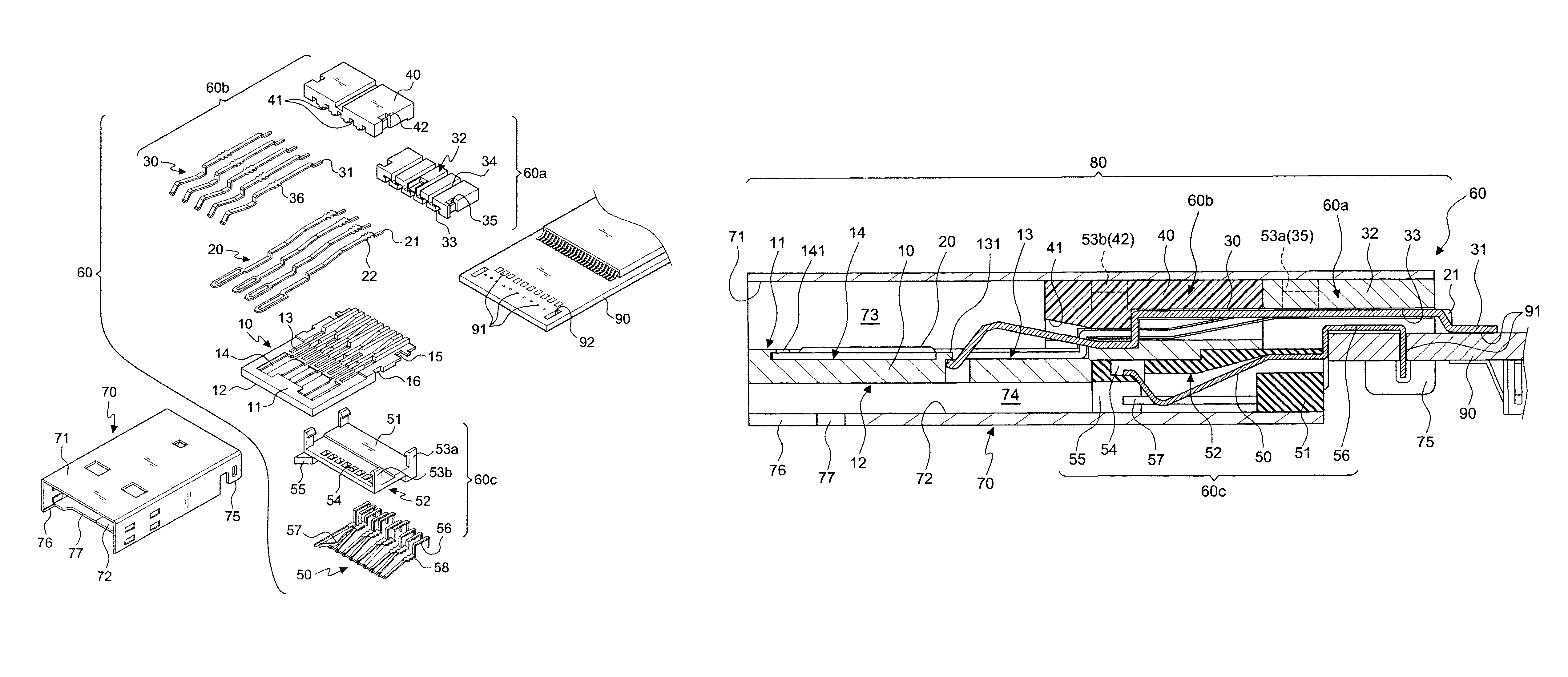 Combined structure of a USB plug with a built-in card-reading slot