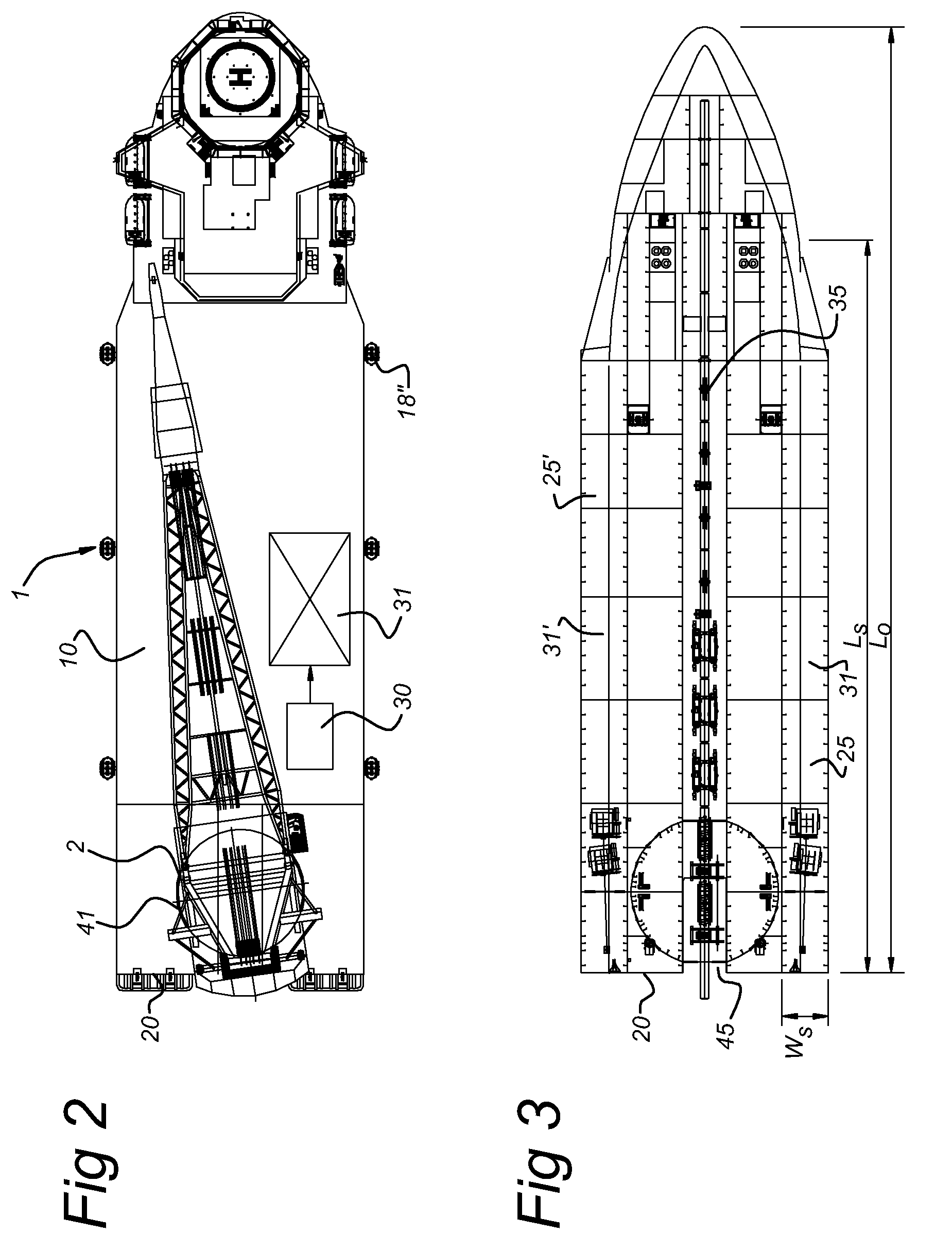 Dual draft crane vessel