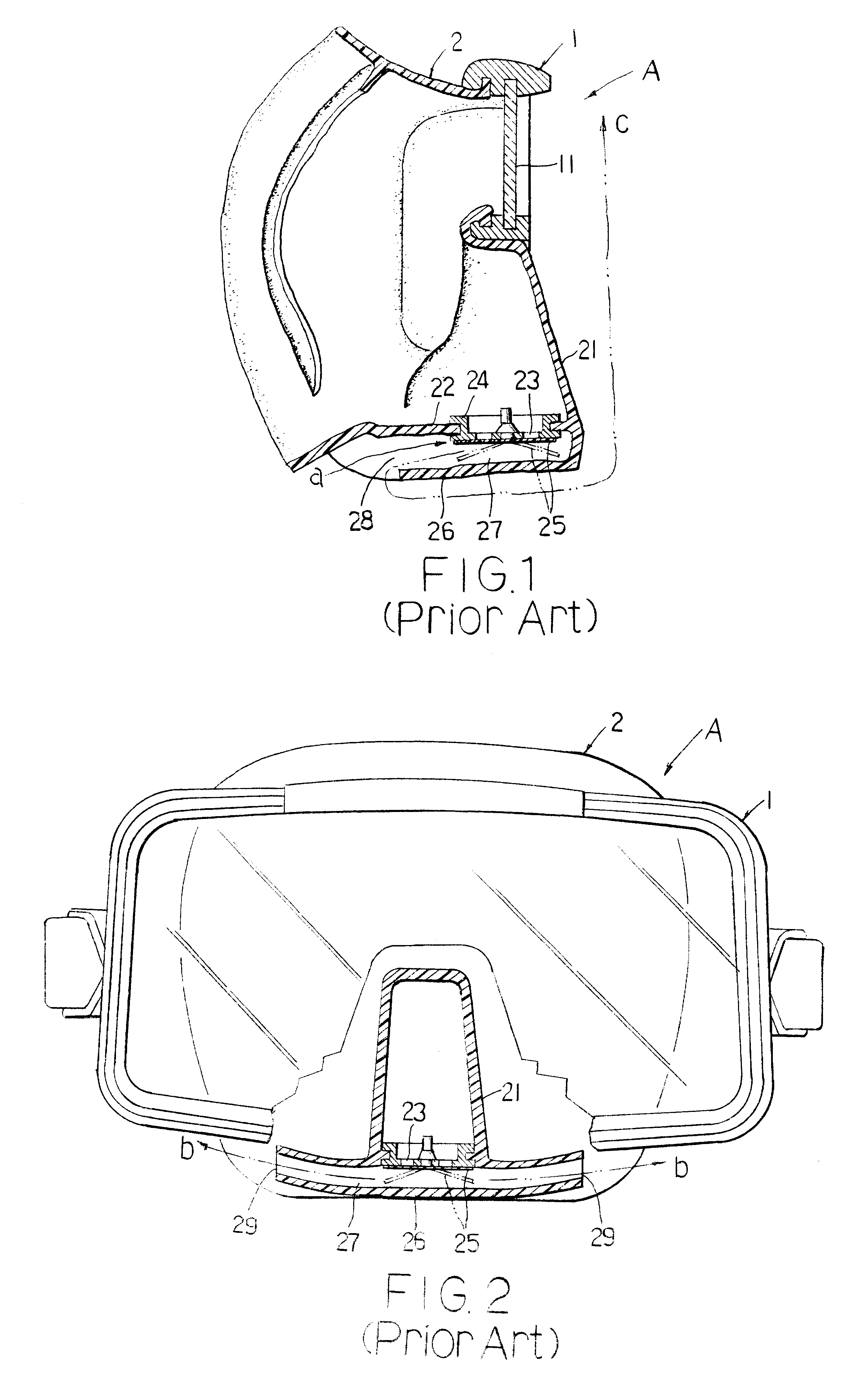 Draining structure for diving mask