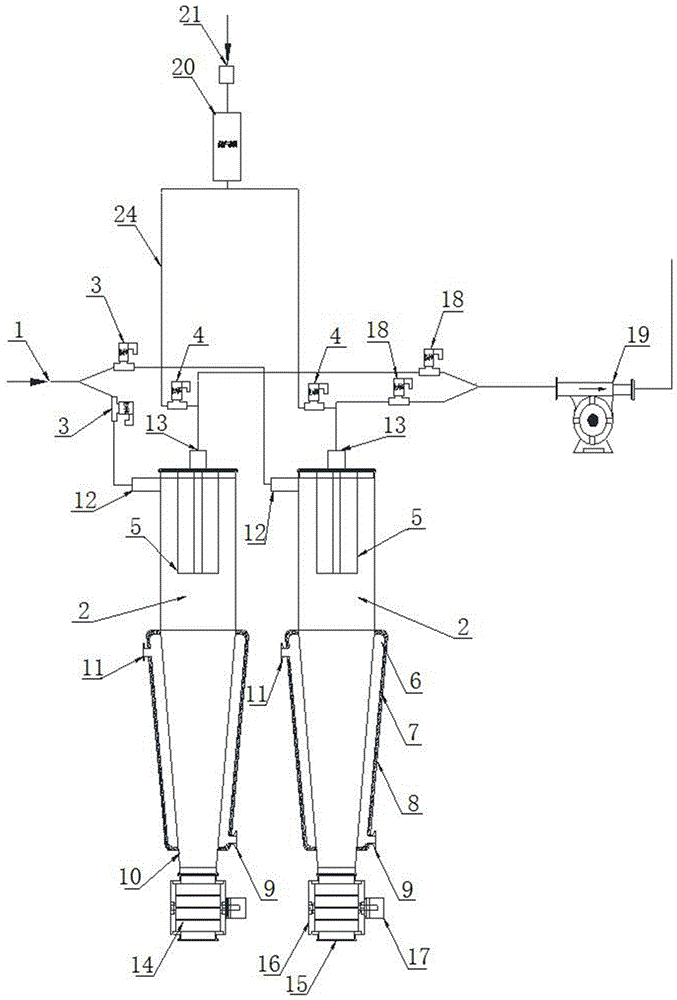 Parallel separating and cooling recovery device for processing drug and food powder