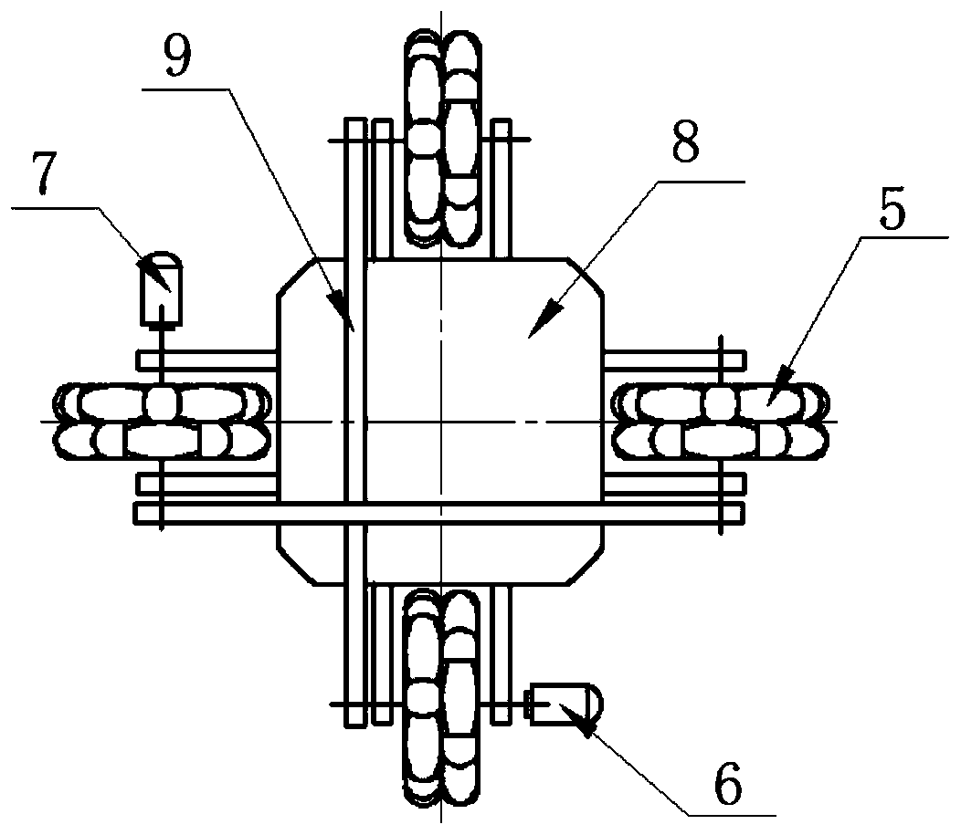 Double-power four-wheel-drive five-omnidirectional-wheel heavy-load spherical robot