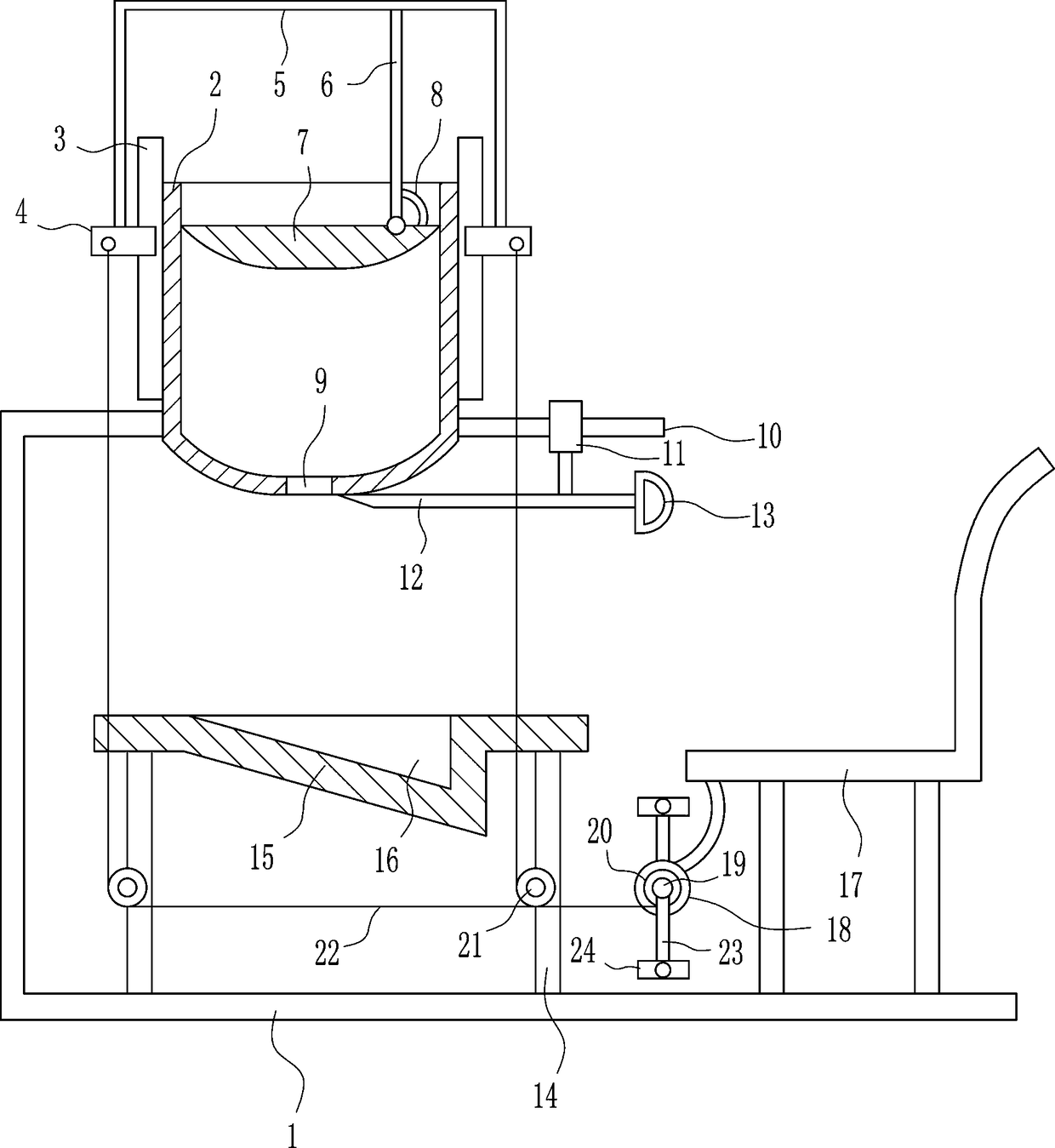 Elevating-type dough segmentation device used for wheaten food teaching