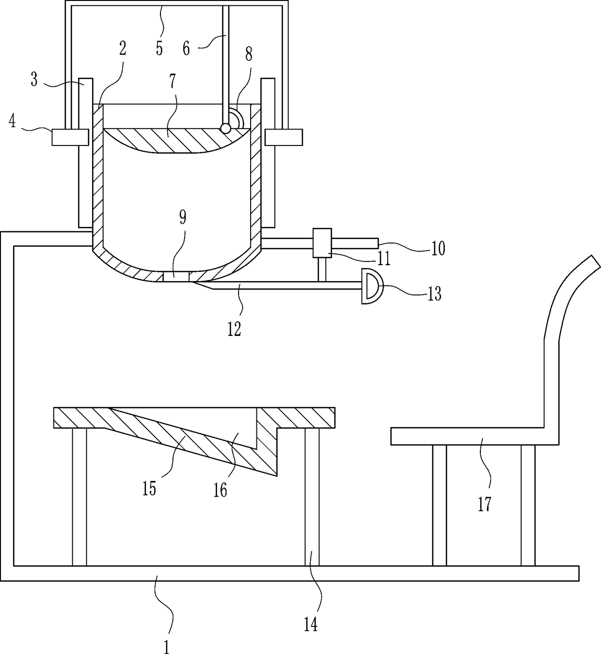 Elevating-type dough segmentation device used for wheaten food teaching