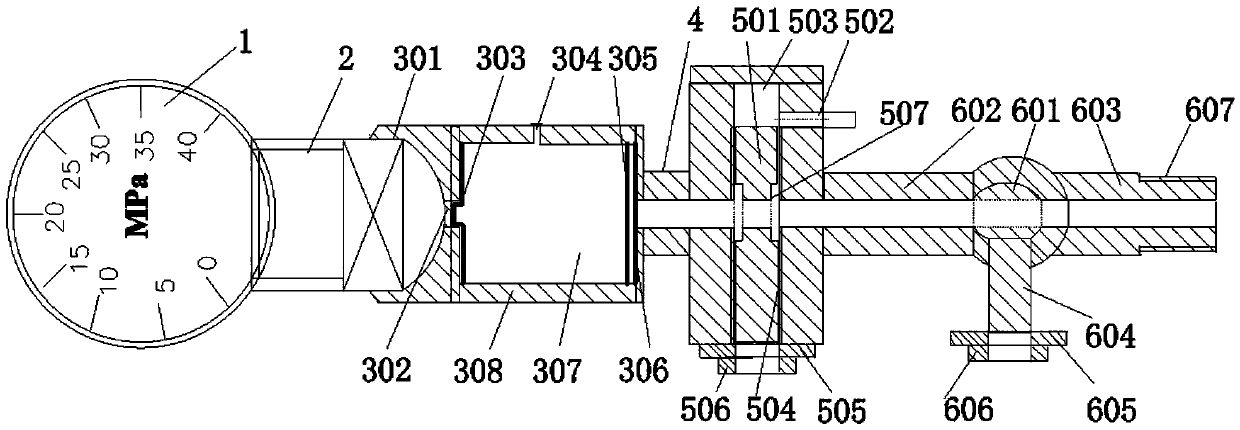 High pressure water injection well wellhead pressure gauge connector and its matching wrench