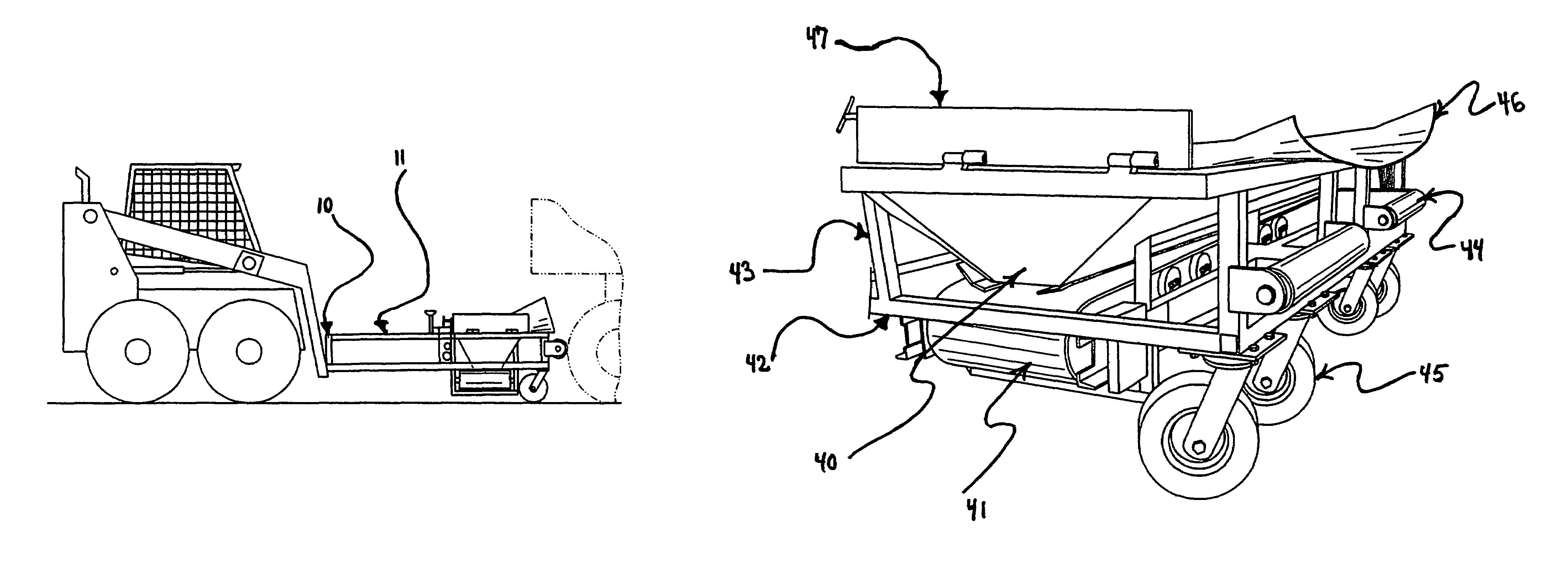 Skid steer loader attachment for performing road widening and shouldering jobs