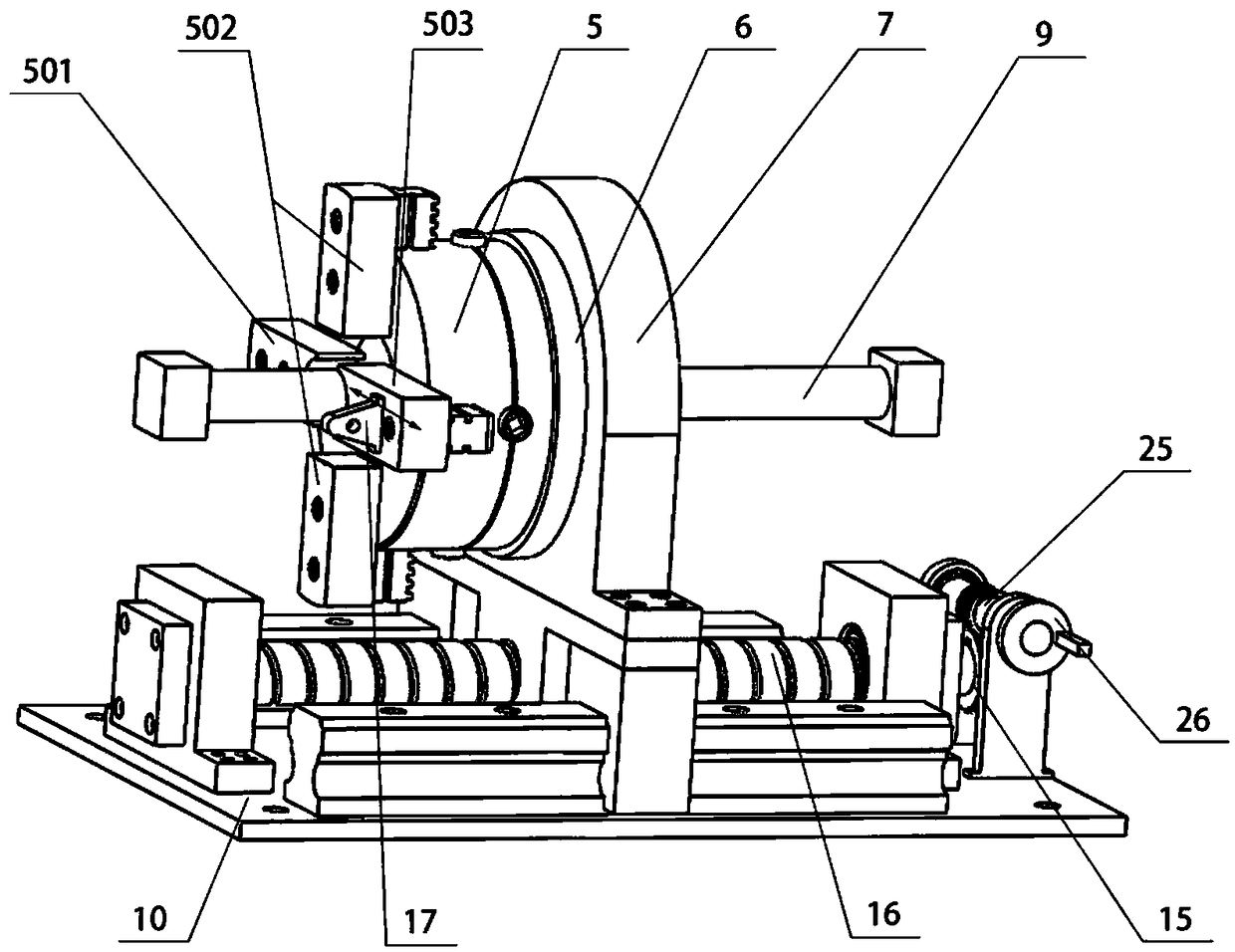 Test platform for combination properties of axial pulling and pressing, bending, torsion and vibration of composite material