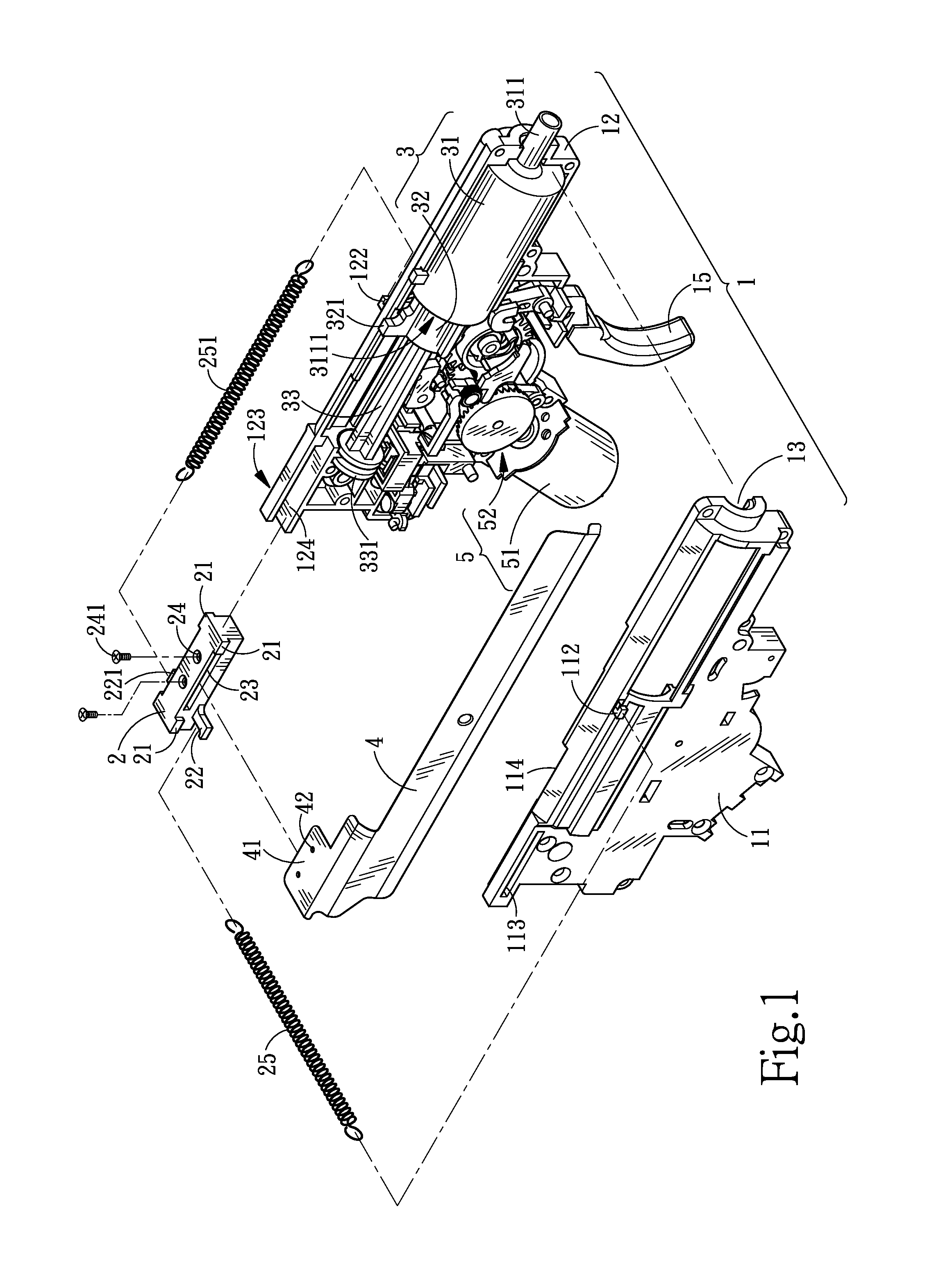 Simulated shell-throwing action of toy gun mechanism