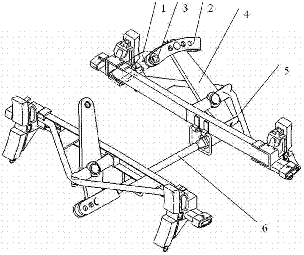 Lower pull rod type bogie braking fulcrum device