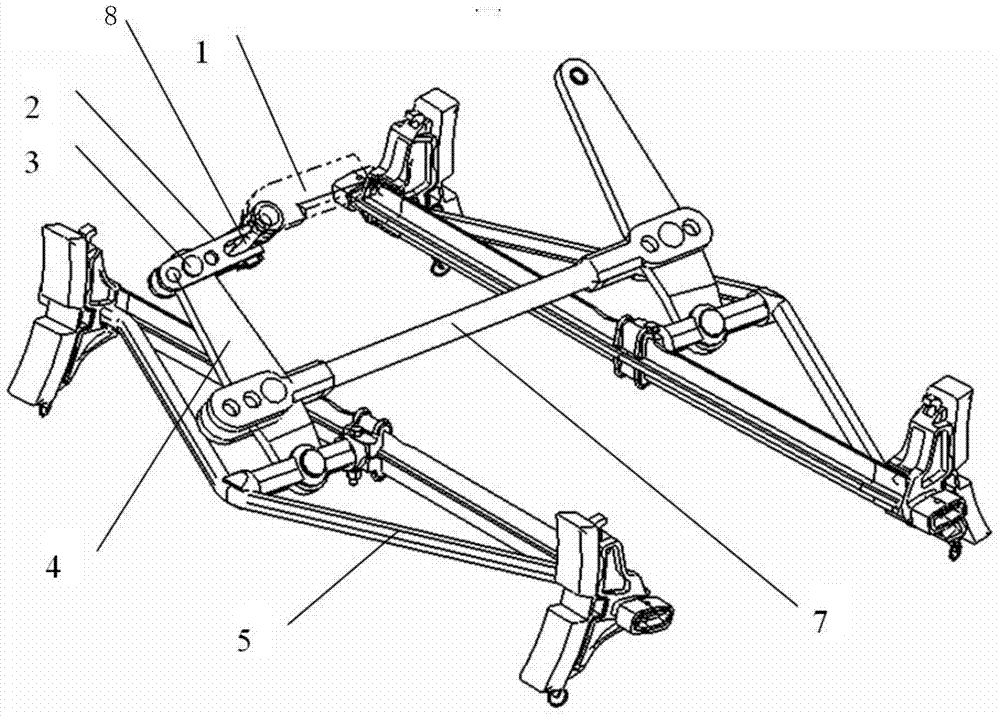 Lower pull rod type bogie braking fulcrum device