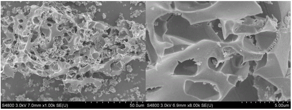 Preparation method for three-dimensional hierarchical porous biomass carbon negative electrode material of lithium ion battery