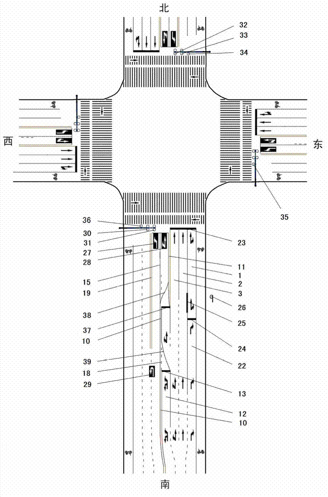 Intersection with optimized settings and traffic control method of the intersection