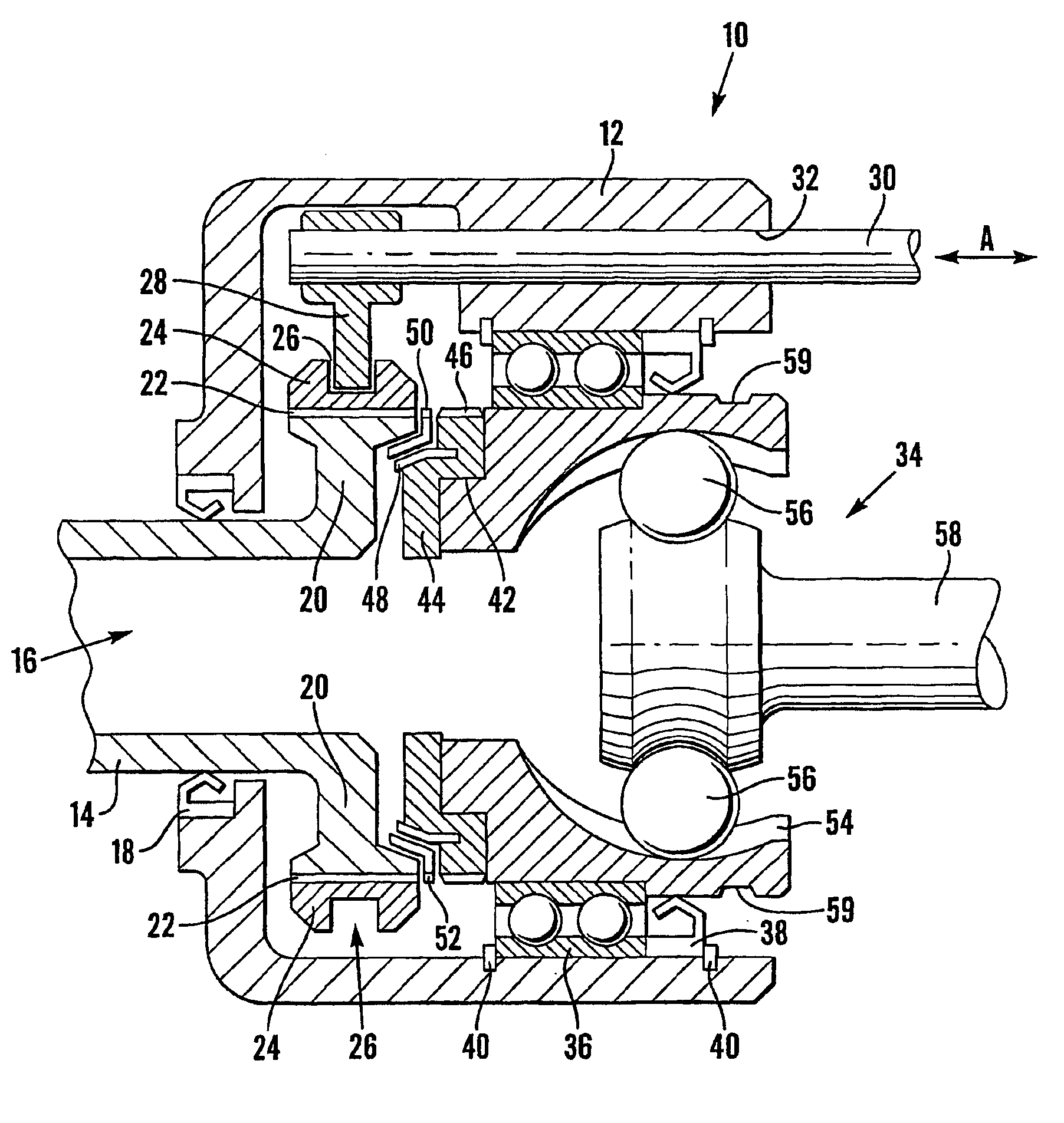 Amphibious vehicle comprising an improved decoupler